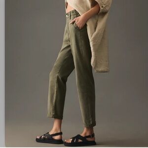 PAIGE Drew Mid-Rise Weekender Straight Leg Pants Vintage Ivy Green Size 27